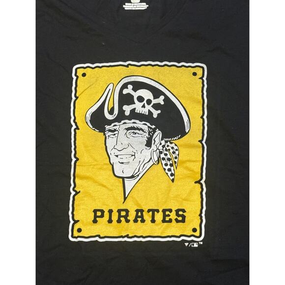 Pittsburgh Pirates Shirt Womens Large Black Yellow MLB Baseball Fanatics Tee - Picture 3 of 7